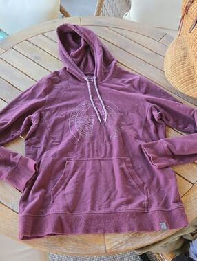 LL Bean Womens Soft Mountain Graphic Pullover Hoodie Sweatshirt Thumbholes M